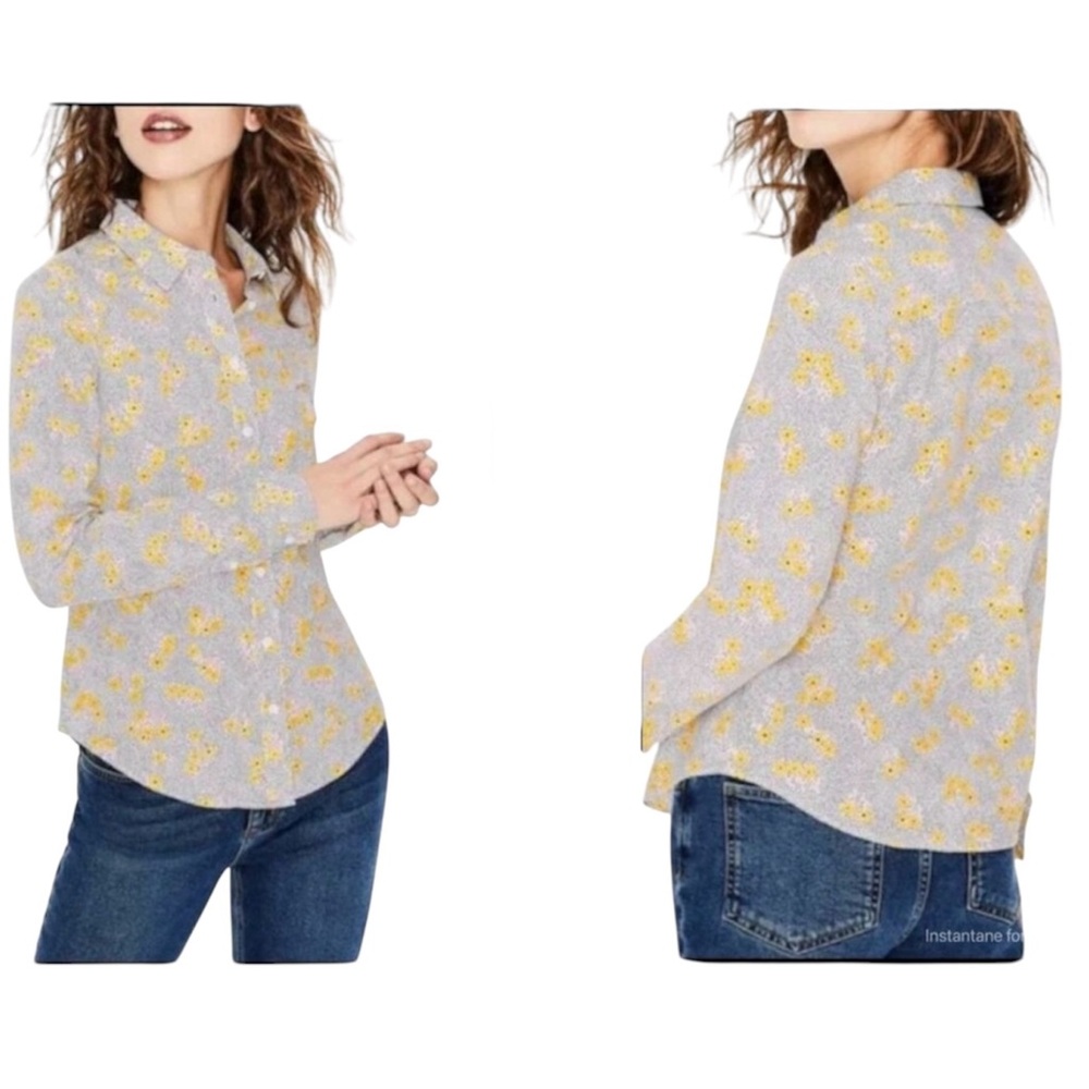 BODEN Modern Women's Classic Shirt Long Sleeve Daisy Floral Print Button Up